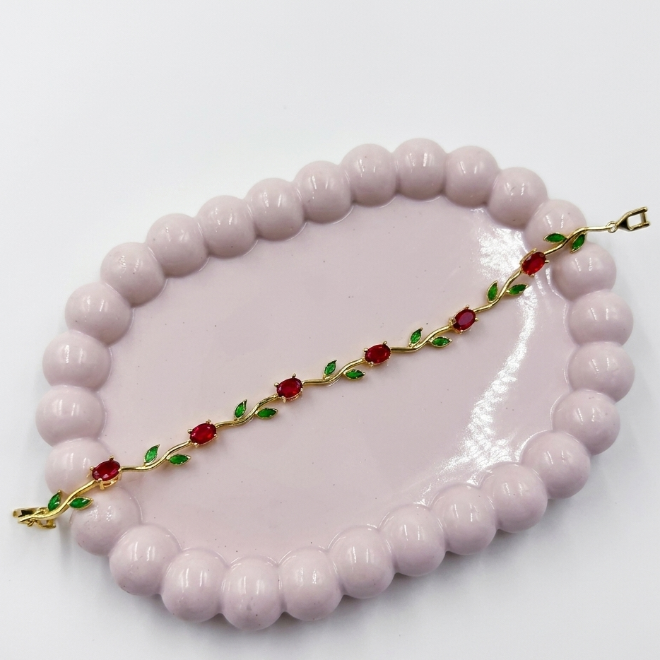 Tulip Ruby Leaf Bracelet