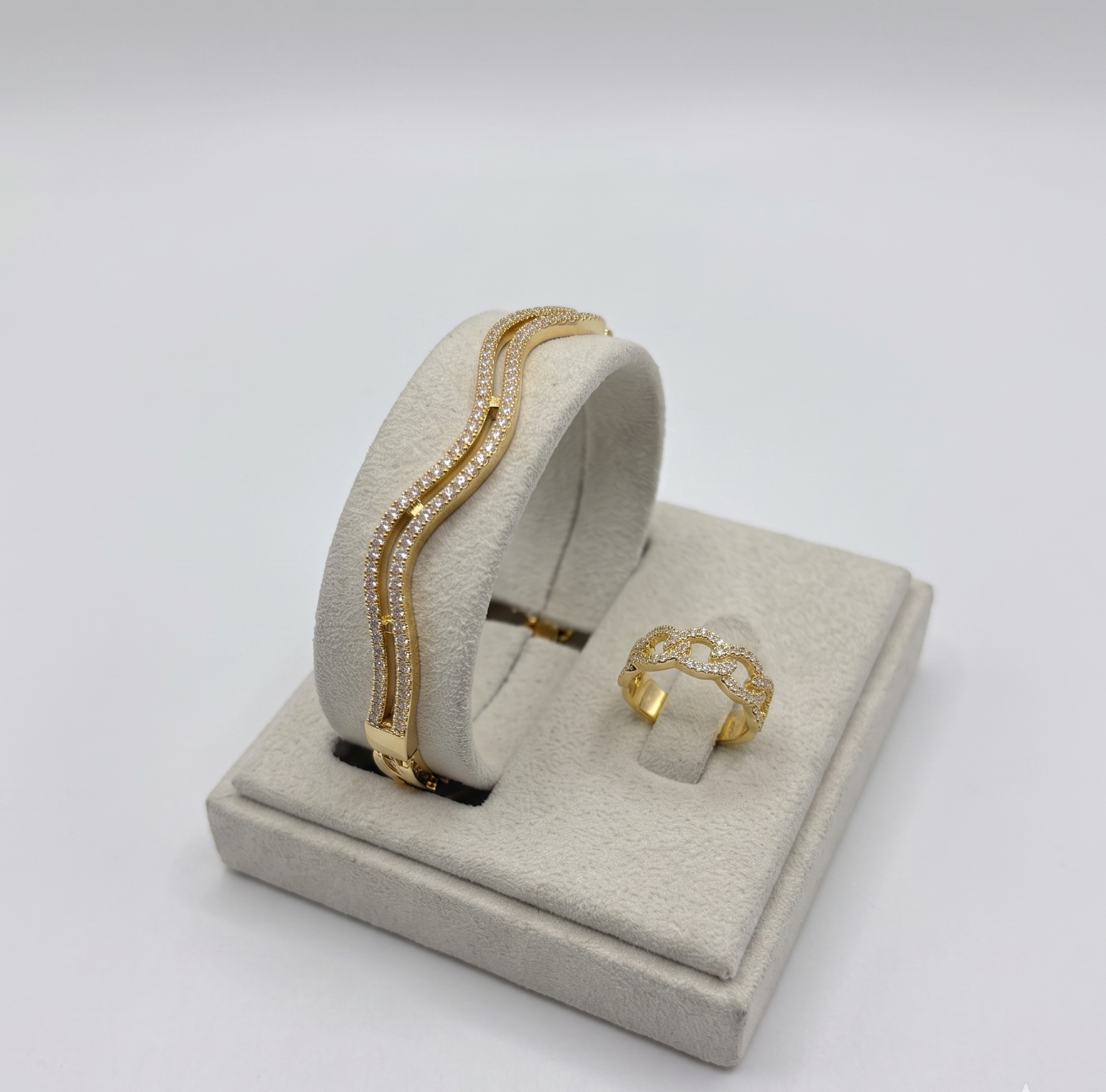 Infinity Wave Crystal Bracelet & Ring Set