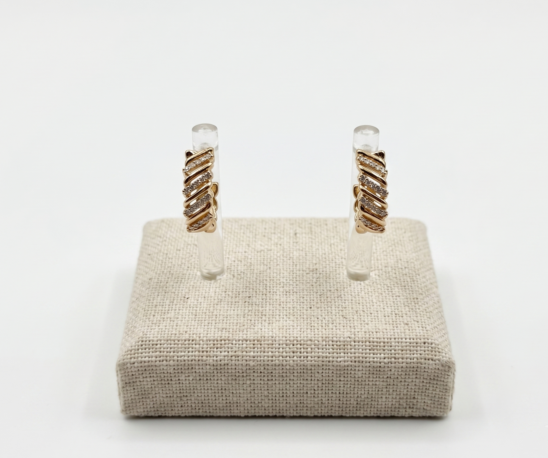 Twisted Crystal Huggie Hoop Earrings