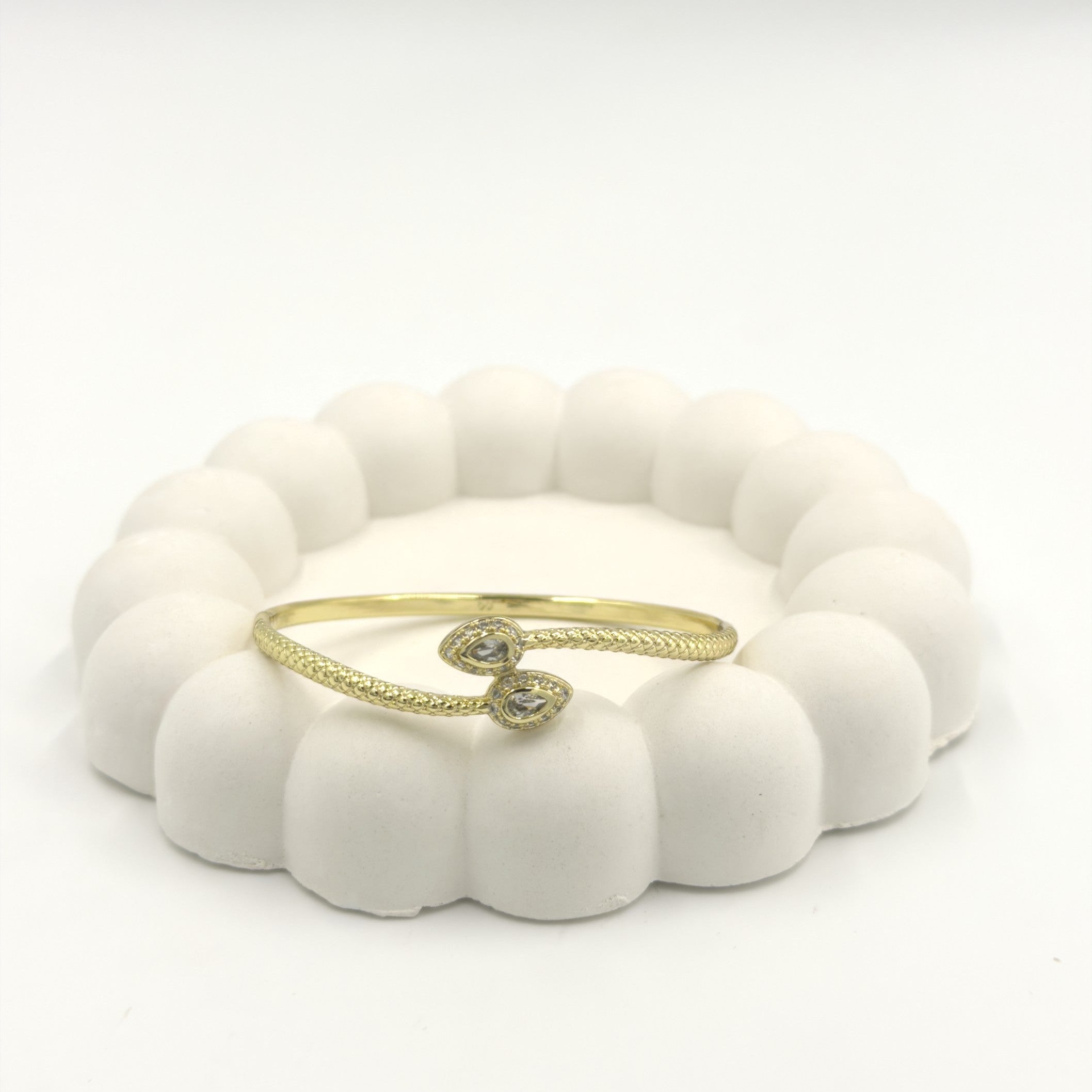 Twin Teardrop Crystal Open Bracelet