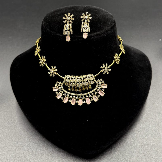 Blush Crystal Floral Necklace Set