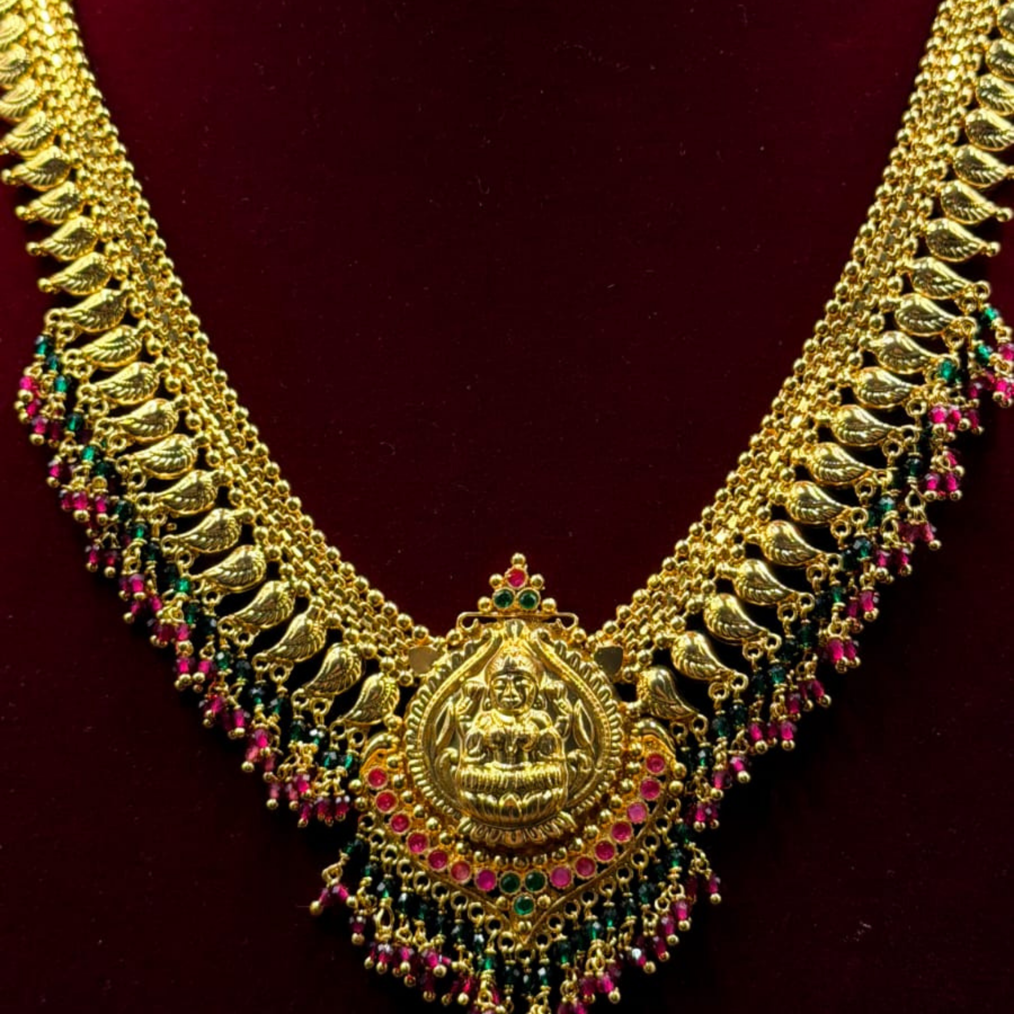 Grand Lakshmi Peacock Temple Necklace