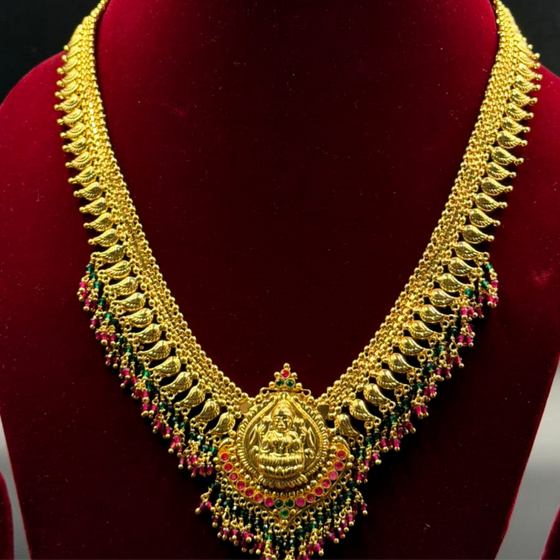 Grand Lakshmi Peacock Temple Necklace
