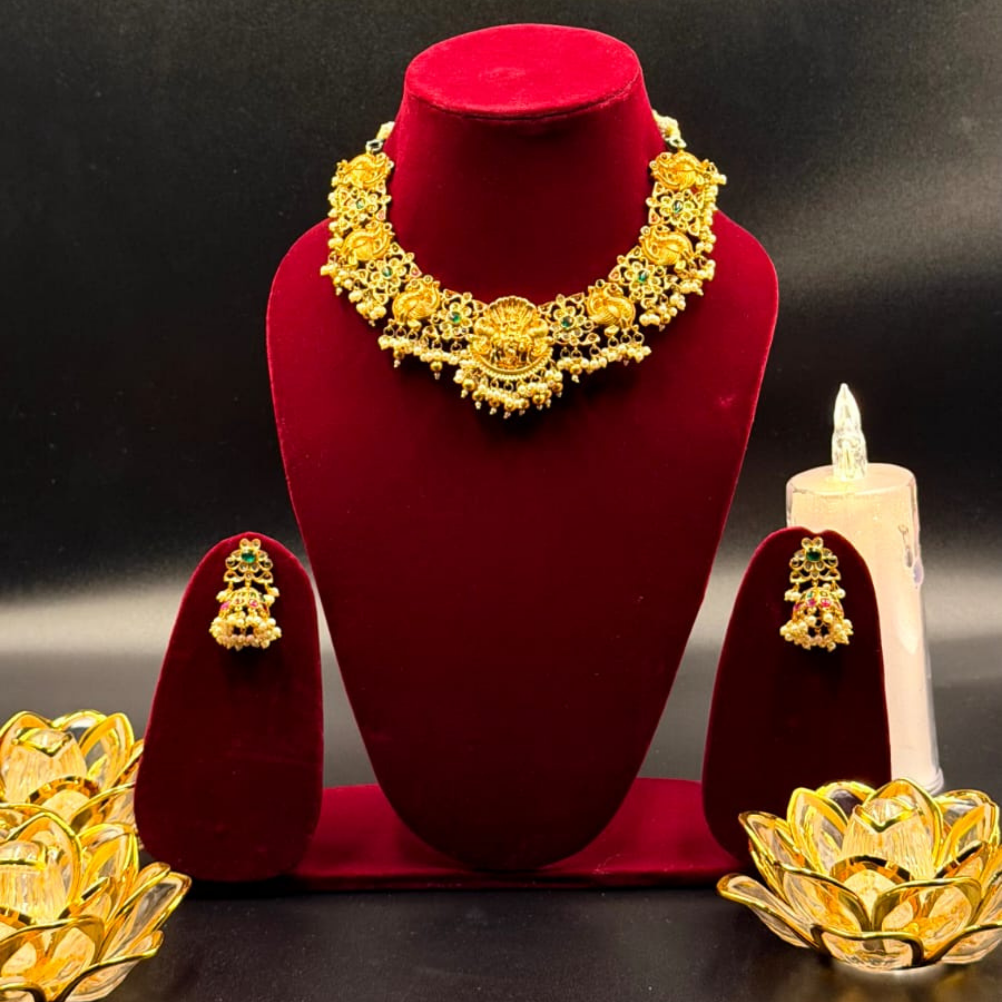 Regal Lakshmi Antique  Necklace Set