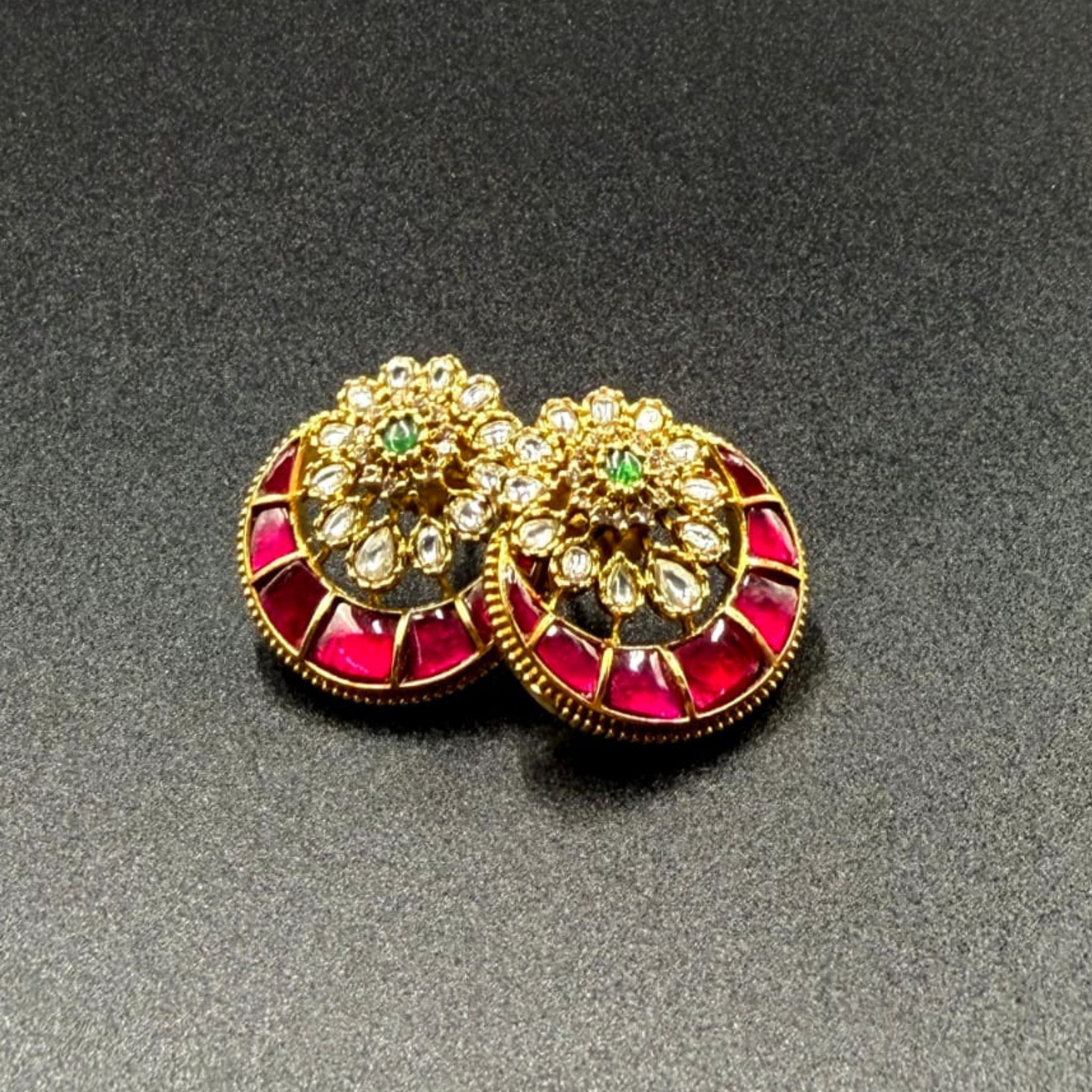 Ruby Bloom Kundan Stud Earrings