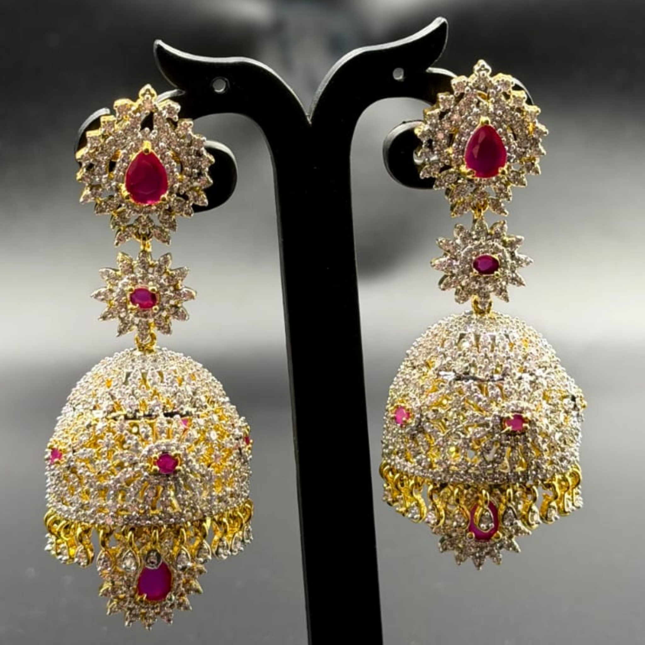 Royal Ruby Kundan Jhumka Earrings