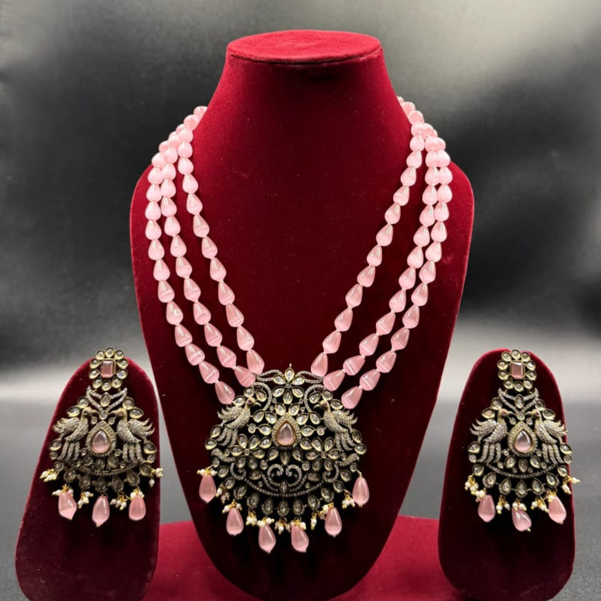 Blush Pink Heritage Statement Necklace Set