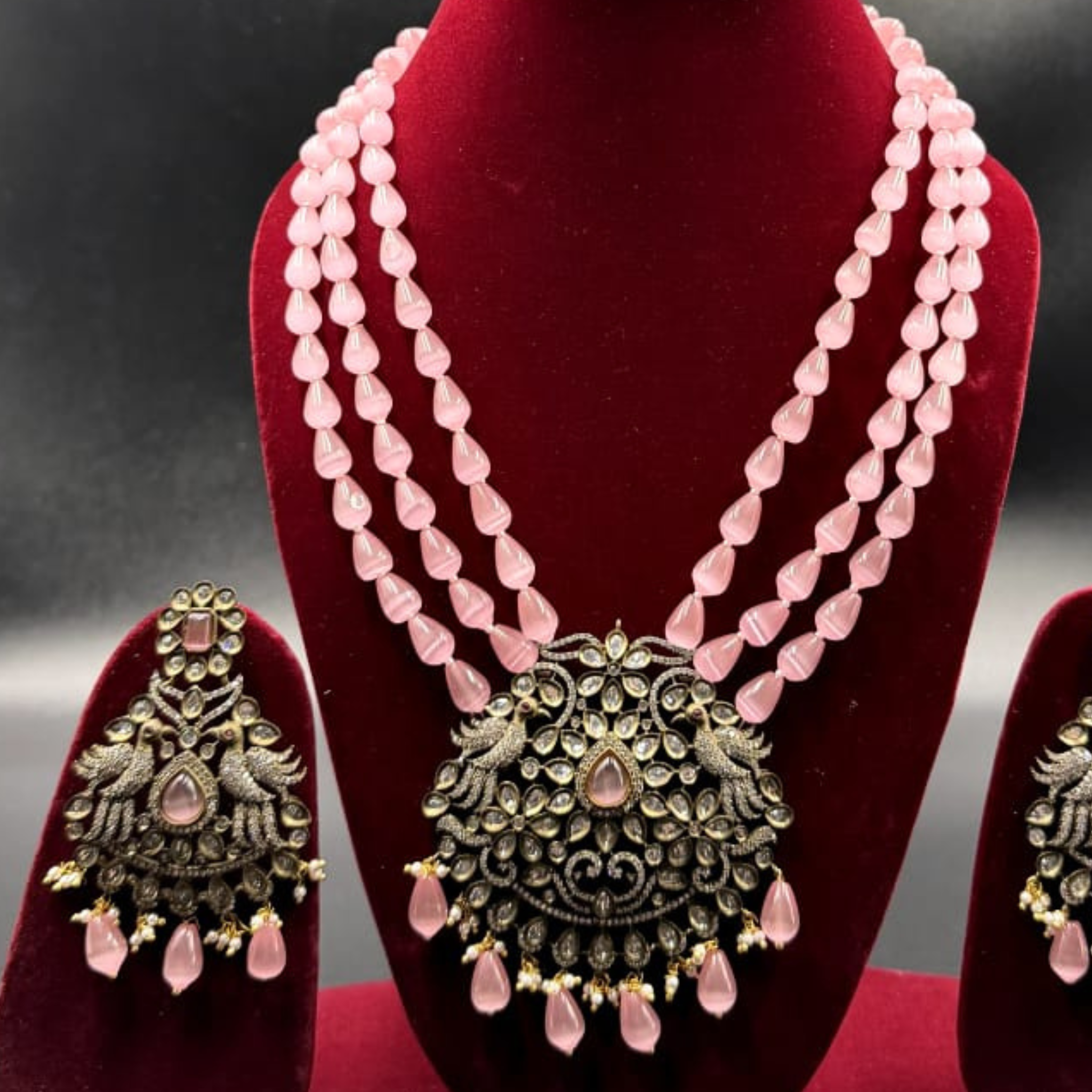 Blush Pink Heritage Statement Necklace Set